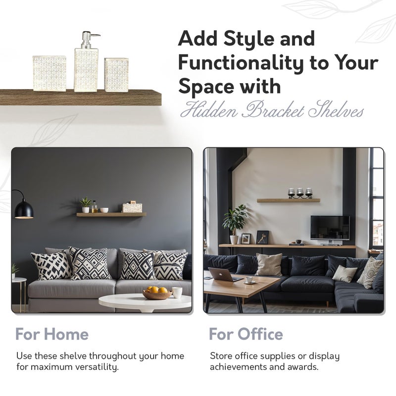 [IN]PLACE Lewis Hyman, InPlace Shelving, Floating Shelf with Invisible Brackets, 10.2" D x 35.4" W x 2" H, Rustic Wood, 9602048E - Image 5